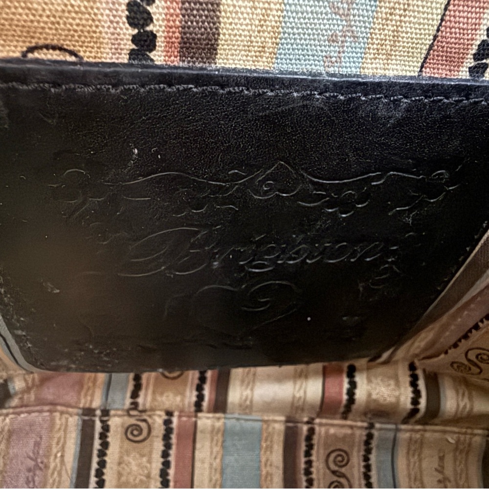 Vintage Brighton Straw & Leather Purse Tote Bag Woven Braided Straps-Tan Black - Picture 7 of 16